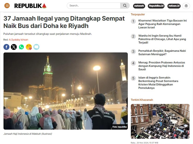 Jamaah Haji Ilegal yang ditangkap sempat transit dari Doha ke Riyadh